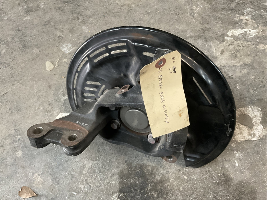 2018 SUBARU BRZ tS FRONT RIGHT SPINDLE KNUCKLE HUB 15K MILES BREMBO BRAKE SHIELD