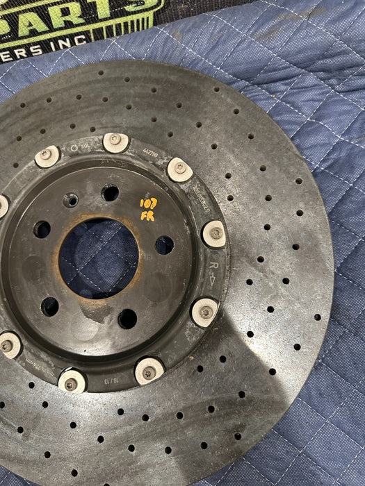 2014 AUDI R8 FRONT RIGHT PASSENGER CARBON CERAMIC BRAKE ROTOR OEM 420 615 302 G