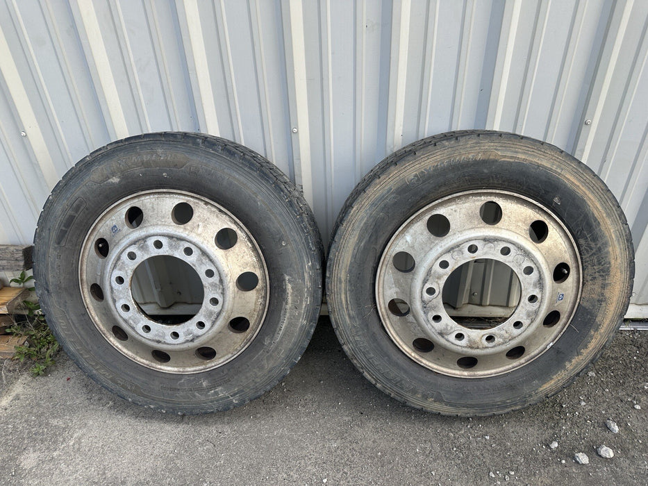 (2) FORD F450 F550 RAM 4500 5500 10 LUG 22.5" ALCOA SEMI WHEELS RIMS 255/70R22.5