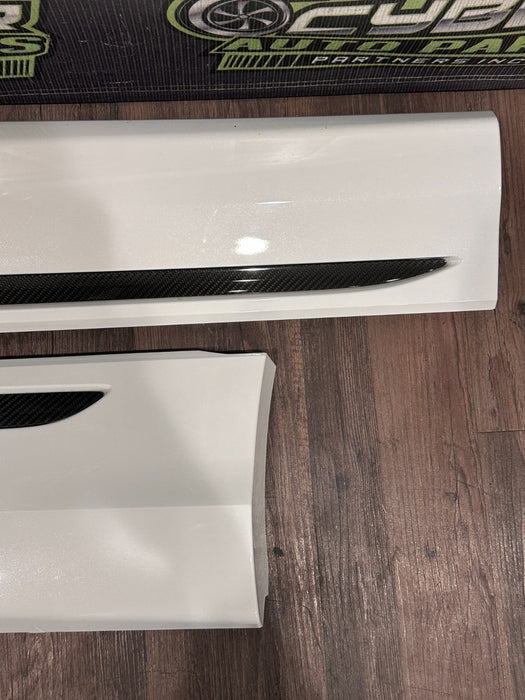 2020 2024 AUDI RS Q8 FRONT REAR LOWER DOOR MOLDING W/ CARBON FIBER TRIM OEM