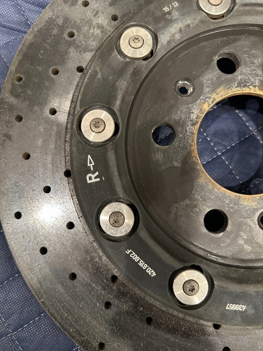 2014 AUDI R8 REAR RIGHT PASSENGER CARBON CERAMIC BRAKE ROTOR OEM 420 615 602 F
