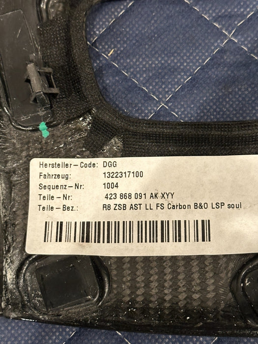 2012 AUDI R8 LEFT DRIVER DOOR CARBON FIBER TRIM PANEL OEM 423 868 091