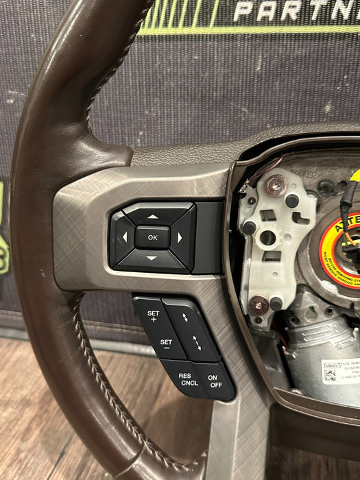 2017-19 FORD F250 F350 F450 LIMITED BROWN STEERING WHEEL ADATIVE & STEERING OEM