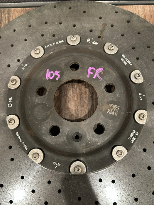 2021 AUDI R8 FRONT PASSENGER RIGHT CARBON CERAMIC BRAKE ROTOR OEM 4S0.615.302.A