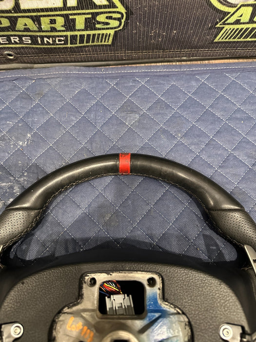 2019 FORD F150 3.5L RAPTOR LEATHER STEERING WHEEL W RED STRIPE OEM *SLIGHT WEAR*