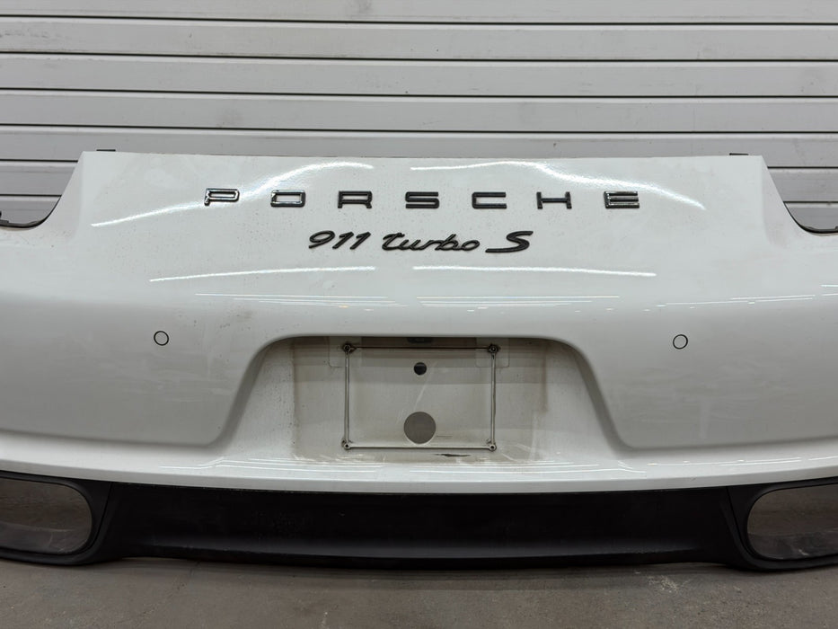 2014 PORSCHE 911 991 TURBO S REAR BUMPER W/ DIFFUSER MINT WHITE COMPLETE OEM