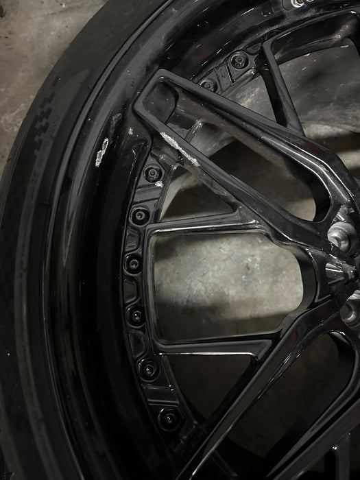 2021 AUDI R8 21X12 5X112 ANRKY REAR WHEELS RIMS PAIR TIRE GENUINE OEM ~CURBRASH~