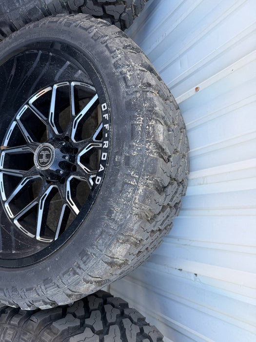 FORD F250 F350 8X170 HARDCORE HC104 BLACK MILLED 26X14 FURY 38X15.50R26 TIRES