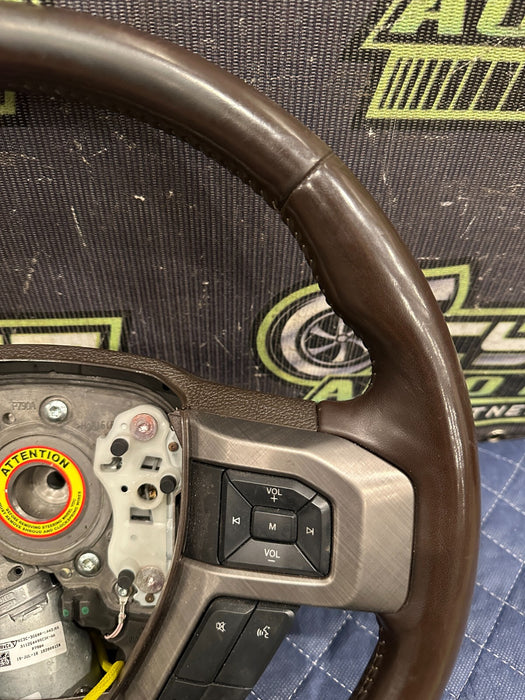 2019 FORD F250 F350 F450 BROWN LEATHER STEERING WHEEL ADAPTIVE CRUISE OEM ~WEAR~