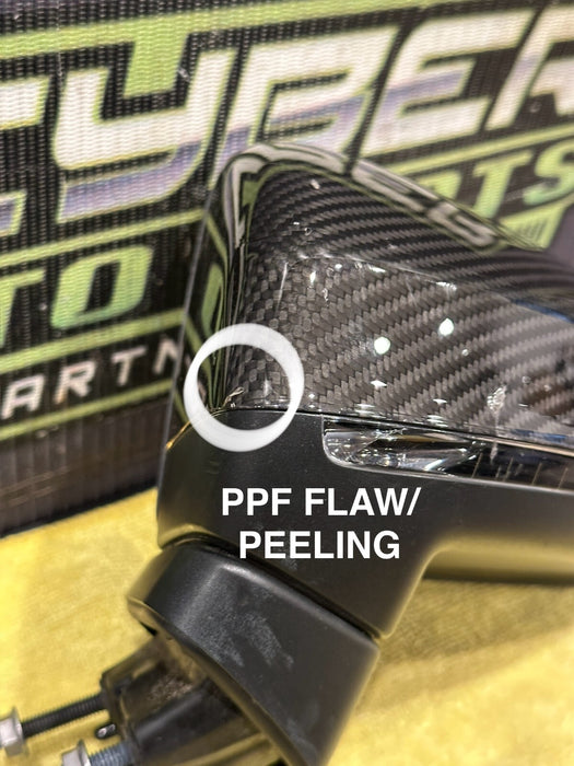 2021 AUDI R8 DRIVER LEFT CARBON FIBER DOOR MIRROR OEM *PPF FLAWS/CF IS GOOD*