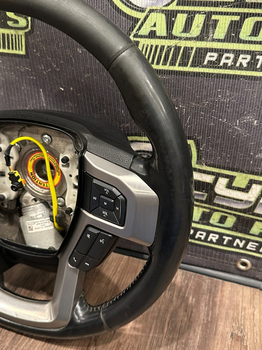 2023-2026 FORD F250 F350 F450 LEATHER STEERING WHEEL W ADAPTIVE CRUISE OEM *WEAR