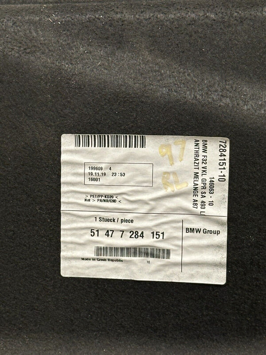 2020 BMW M4 F82 REAR LEFT TRUNK SIDE TRIM 7284151-10 51 47 7 284 151