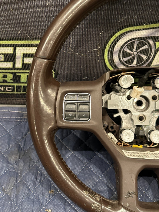 2015 DODGE RAM 2500 BROWN LEATHER STEERING WHEEL OEM *WEAR 3-7*