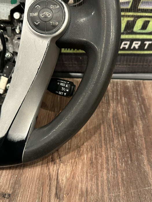 2014 TOYOTA PRIUS V BLACK LEATHER STEERING WHEEL OEM *WEAR* (READ DESCRIPTION)