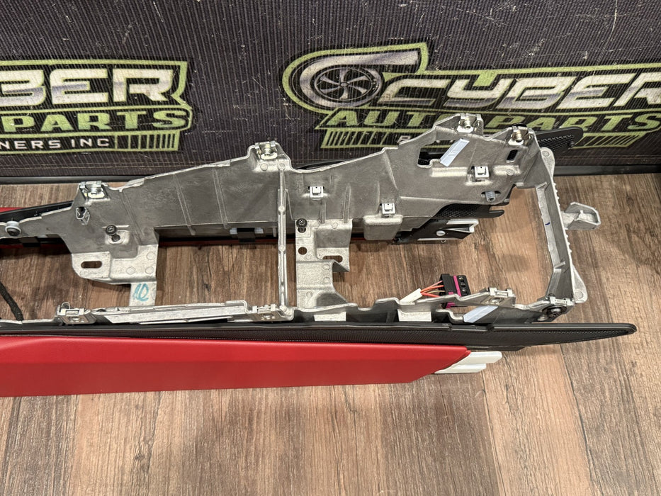 2014 PORSCHE 911 TURBO S 991 RED CENTER CONSOLE W/ LID OEM *COSMETIC FLAW #14*