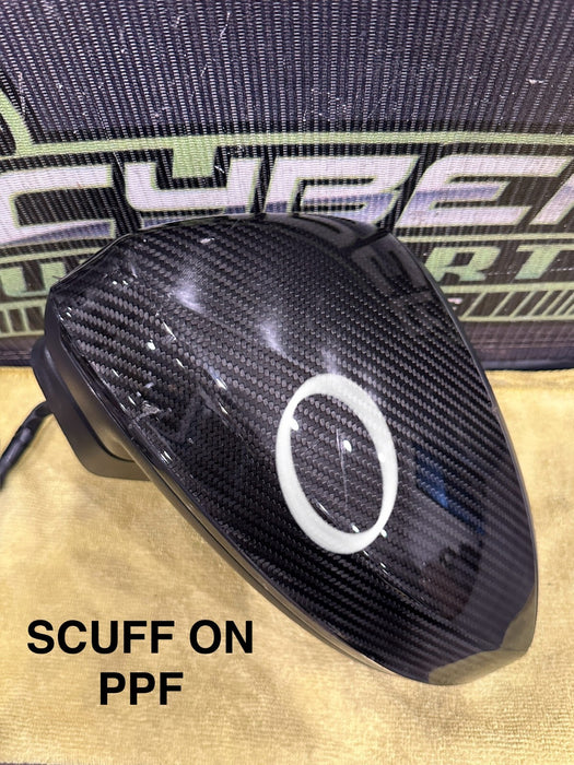 2021 AUDI R8 DRIVER LEFT CARBON FIBER DOOR MIRROR OEM *PPF FLAWS/CF IS GOOD*