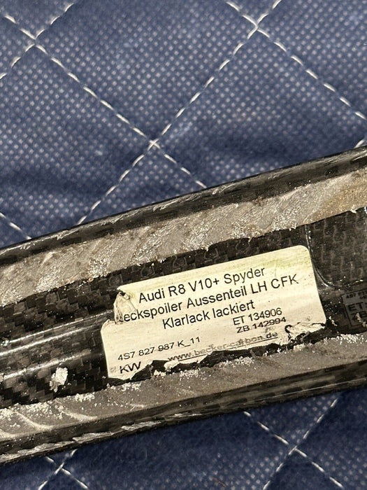 2017-2023 AUDI R8 SPYDER CONVERTIBLE CARBON FIBER SPOILER LEFT OEM 4S7 827 987 K