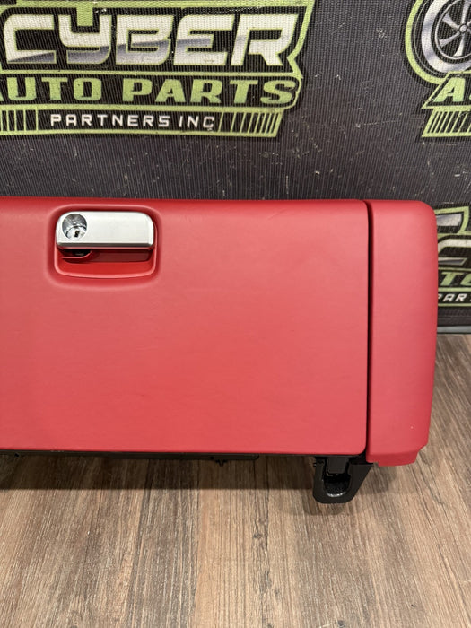 2014 PORSCHE 911 TURBO S 991 RED GLOVE BOX STORAGE COMPARTMENT OEM *SLIGHT WEAR*