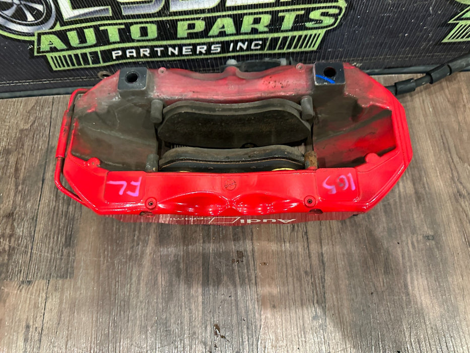 2021 AUDI R8 FRONT LEFT DRIVER RED CARBON CERAMIC BRAKE CALIPER OEM