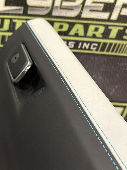 2020 BMW M4 F82 LEATHER GLOVE BOX STORAGE COMPARTMENT W BLUE STITCHING OEM