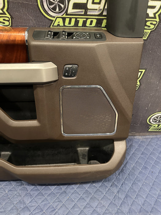 2017-2019 FORD F250 F350 F450 KING RANCH BROWN FRONT LEFT DOOR PANEL OEM *FLAWS*
