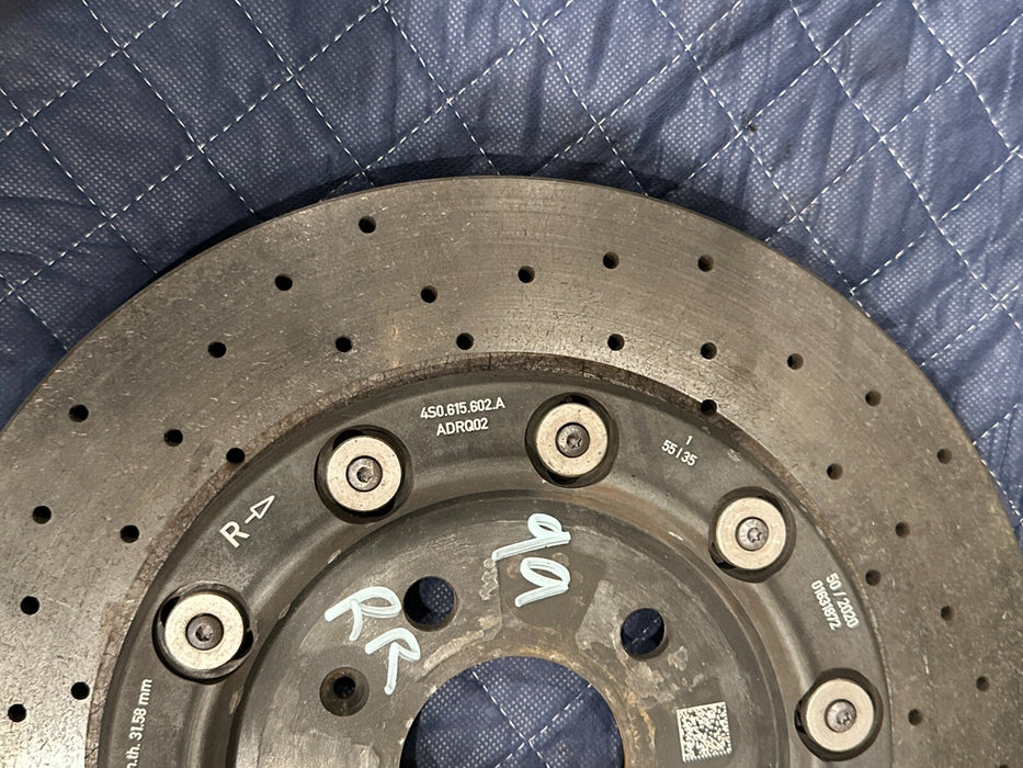 2021 AUDI R8 REAR PASSENGER RIGHT CARBON CERAMIC BRAKE ROTOR OEM 4S0 615 602 A