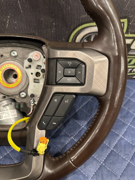 2019 FORD F250 F350 F450 BROWN LEATHER STEERING WHEEL ADAPTIVE CRUISE OEM ~WEAR~