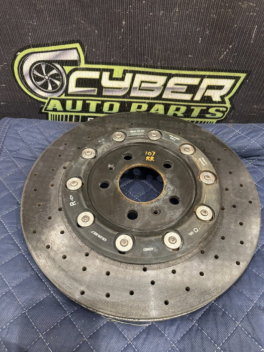 2014 AUDI R8 REAR RIGHT PASSENGER CARBON CERAMIC BRAKE ROTOR OEM 420 615 602 F