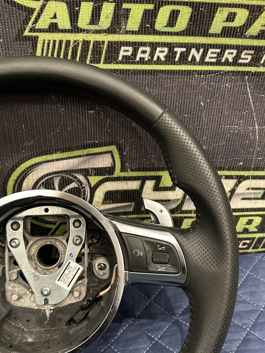 2014 AUDI R8 V10 BLACK LEATHER STEERING WHEEL W PADDLE SHIFTER OEM ~FLAW!!~