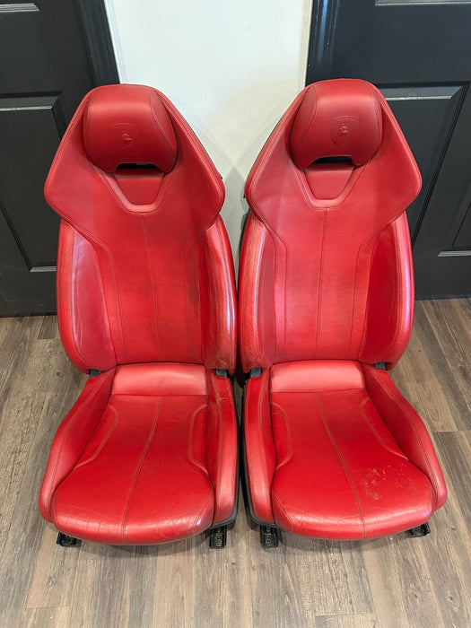 2015 LAMBORGHINI HURACAN LP610-4 RED LEATHER FRONT SEATS OEM GENUINE OEM *WEAR*
