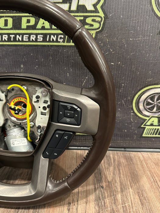 2017-19 FORD F250 F350 F450 LIMITED BROWN STEERING WHEEL ADATIVE & STEERING OEM