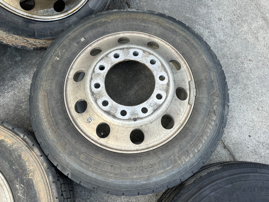 (2) FORD F450 F550 RAM 4500 5500 10 LUG 22.5" ALCOA SEMI WHEELS RIMS 255/70R22.5