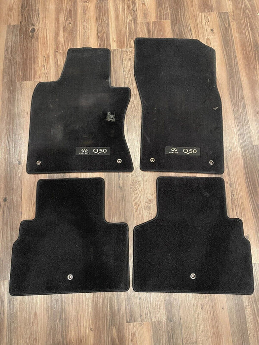 2017 INFINITI Q50 RED SPORT INTERIOR FRONT & REAR FLOOR CARPET MATS OEM *HOLE*