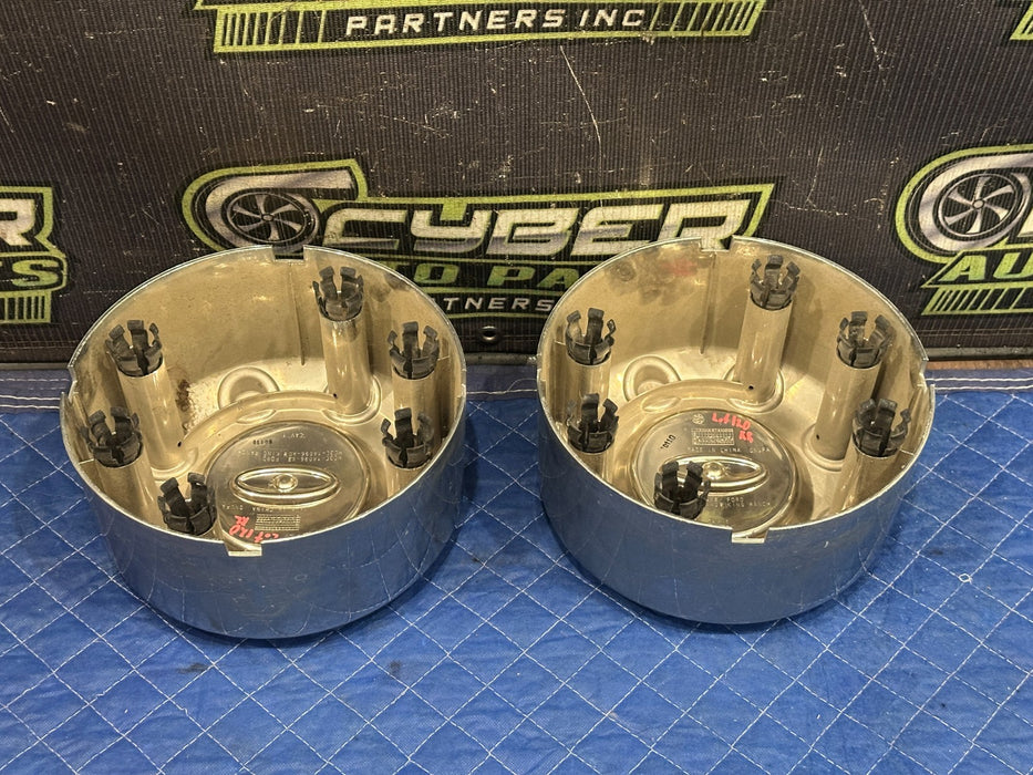 2017-2019 FORD F350 REAR LEFT RIGHT DUALLY WHEEL CHROME CENTER CAP PAIR OEM