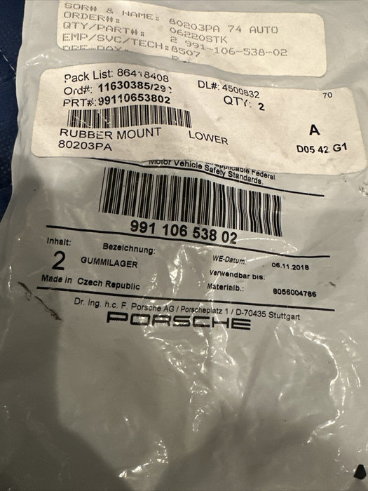 2015 Porsche 911 Boxster Cayman Radiator Insulator 99110653802 ~BRAND NEW~ OEM