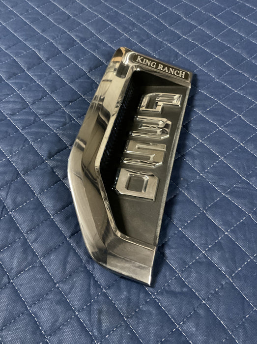 2017 2018 2019 FORD F350 KING RANCH DRIVER LEFT FENDER EMBLEM OEM