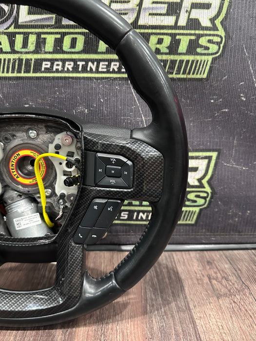 2017-2019 FORD F250 F350 F450 CARBON FIBER STEERING WHEEL OEM *FAULT/PARTS ONLY*