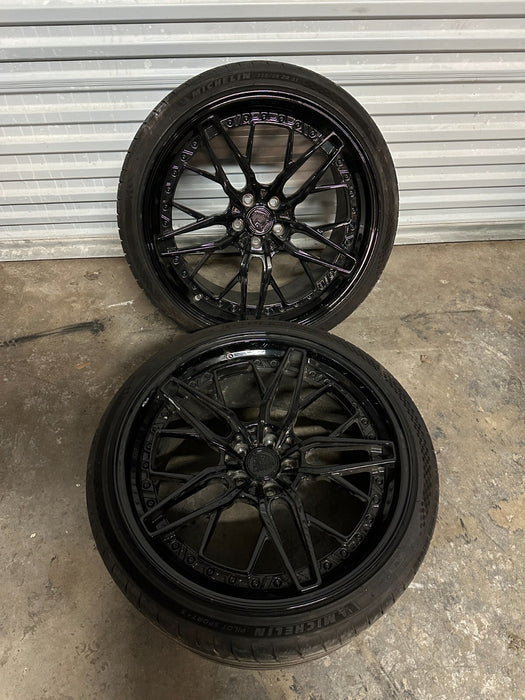 2021 AUDI R8 21X12 5X112 ANRKY REAR WHEELS RIMS PAIR TIRE GENUINE OEM ~CURBRASH~