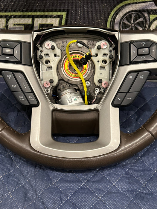 2017-2019 FORD F250 F350 F450 KING RANCH BROWN STEERING WHEEL OEM *HAS FAULT*