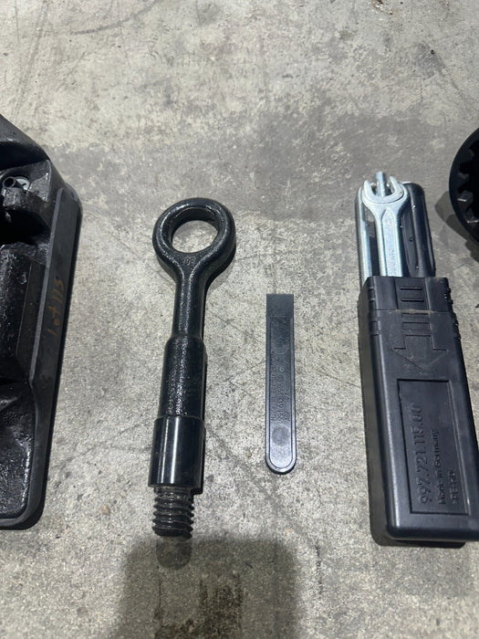 2014 PORSCHE 911 TURBO S SPARE TIRE TOOL KIT W CENTER WHEEL SOCKET OEM