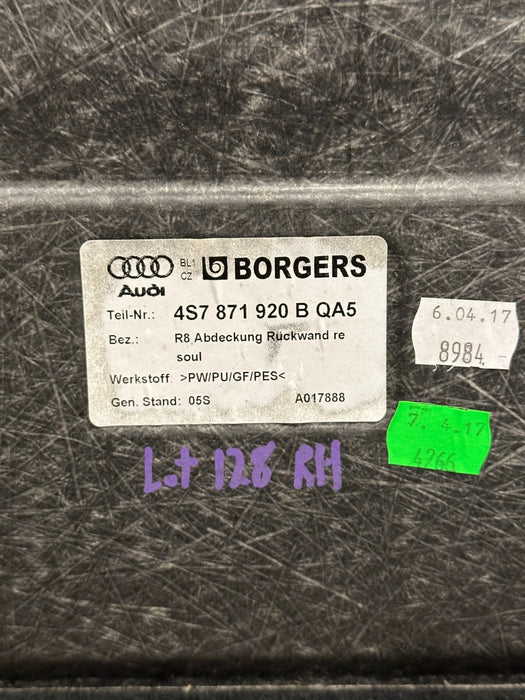 2017 AUDI R8 REAR RIGHT CARPET TRIM PANEL COVER OEM 4S7 871 920