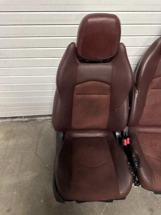 2010 NISSAN 370Z CONVERTIBLE FRONT LEFT DRIVER RIGHT PASSENGER SEATS BURGUNDY