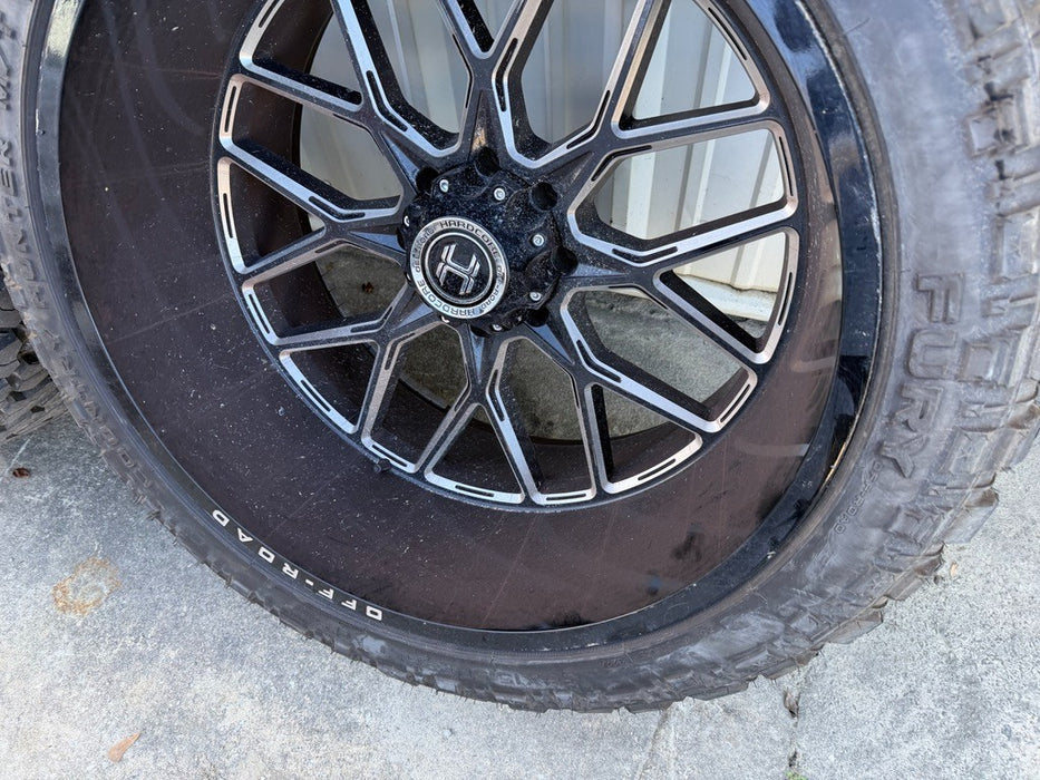 FORD F250 F350 8X170 HARDCORE HC104 BLACK MILLED 26X14 FURY 38X15.50R26 TIRES