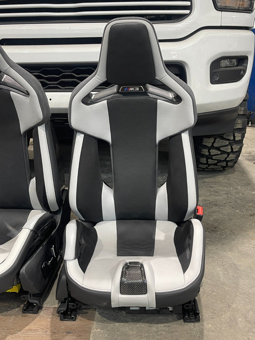 2024 BMW M3 M4 G80 G82 Carbon Bucket Seats White Carbon Fiber M Performance OEM