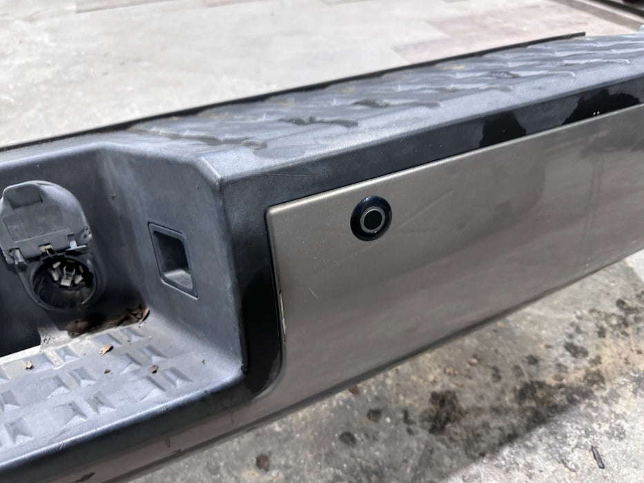 2017 NISSAN TITAN XD REAR BUMPER W SENSOR HARNESS & TOW HITCH OEM