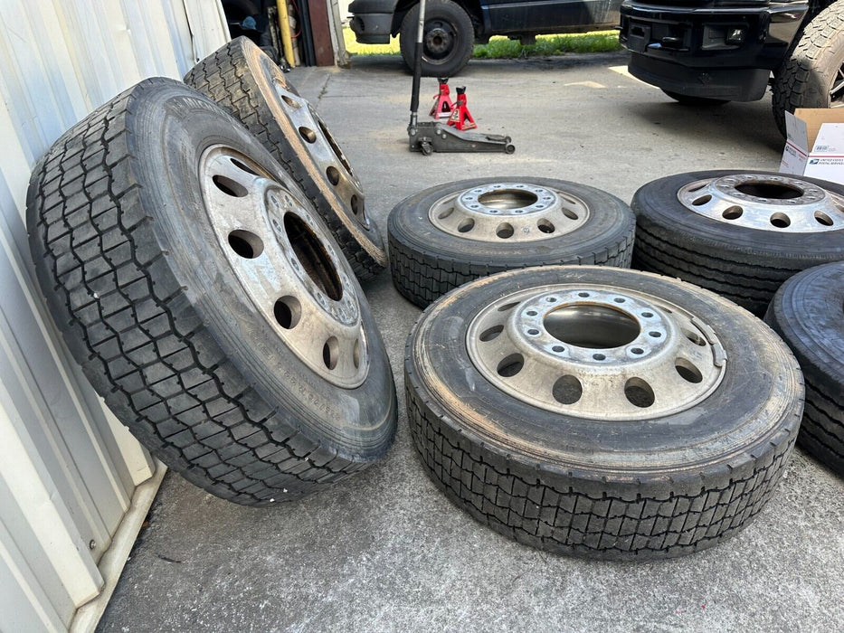 (2) FORD F450 F550 RAM 4500 5500 10 LUG 22.5" ALCOA SEMI WHEELS RIMS 255/70R22.5