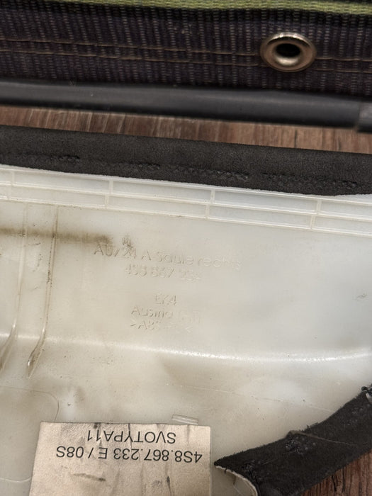 2021 AUDI R8 FRONT RIGHT ALCANTARA A PILLAR TRIM OEM 4S8 867 234 *WEAR 4-6*