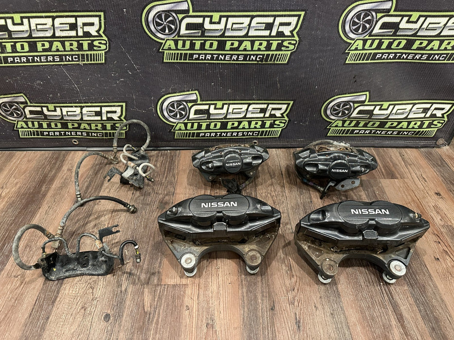 2010 NISSAN 370Z SPORT FRONT REAR LEFT RIGHT BRAKE CALIPERS W/ BRAKE LINES OEM