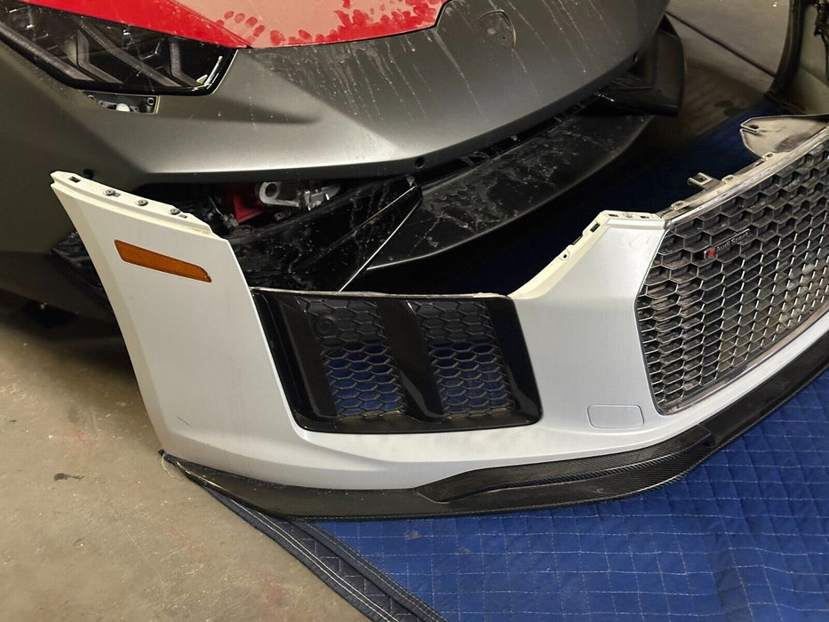 2017 2018 AUDI R8 FRONT BUMPER COMPLETE ASSEMBLY W/ GRILLES SENSORS CARBON LIP