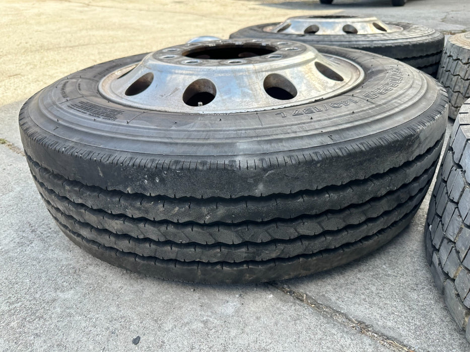 (2) FORD F450 F550 RAM 4500 5500 10 LUG 22.5" ALCOA SEMI WHEELS RIMS 255/70R22.5